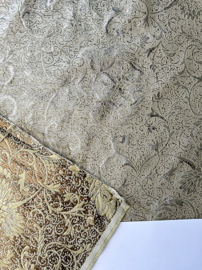 by yard Boboli Garden Silk Damask Italian Metallic Vanilla Cream White Gold MSRP USD 568/yard