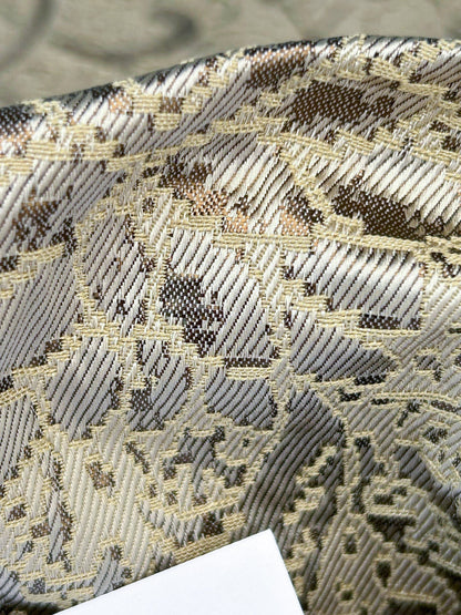 by yard Boboli Garden Silk Damask Italian Metallic Vanilla Cream White Gold MSRP USD 568/yard
