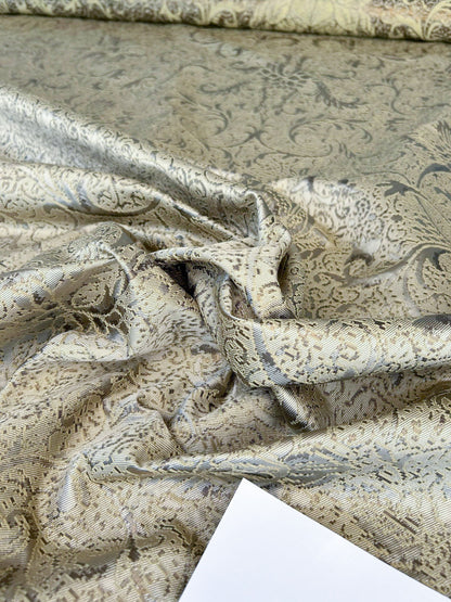 by yard Boboli Garden Silk Damask Italian Metallic Vanilla Cream White Gold MSRP USD 568/yard