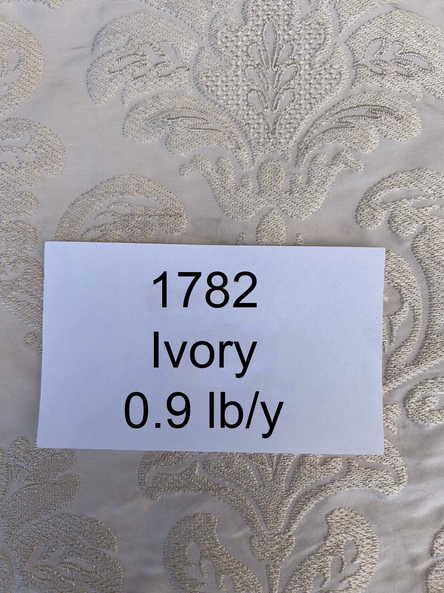 Lovelace Embroidery on Silk Faille Renaissance Damask Cameo Ivory White MSRP USD 413