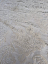 Lovelace Embroidery on Silk Faille Renaissance Damask Cameo Ivory White Exceptional Weight MSRP USD 413