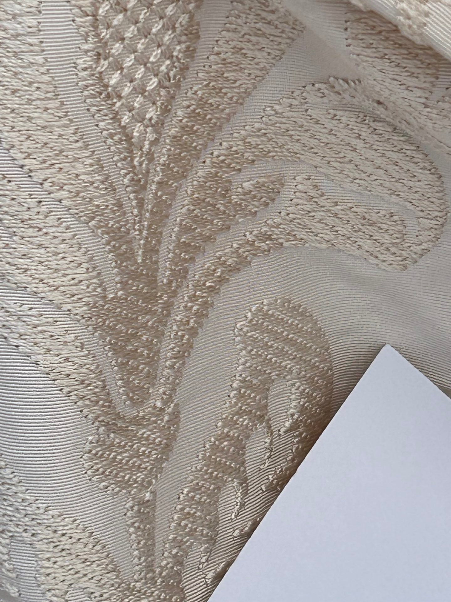 Lovelace Embroidery on Silk Faille Renaissance Damask Cameo Ivory White MSRP USD 413