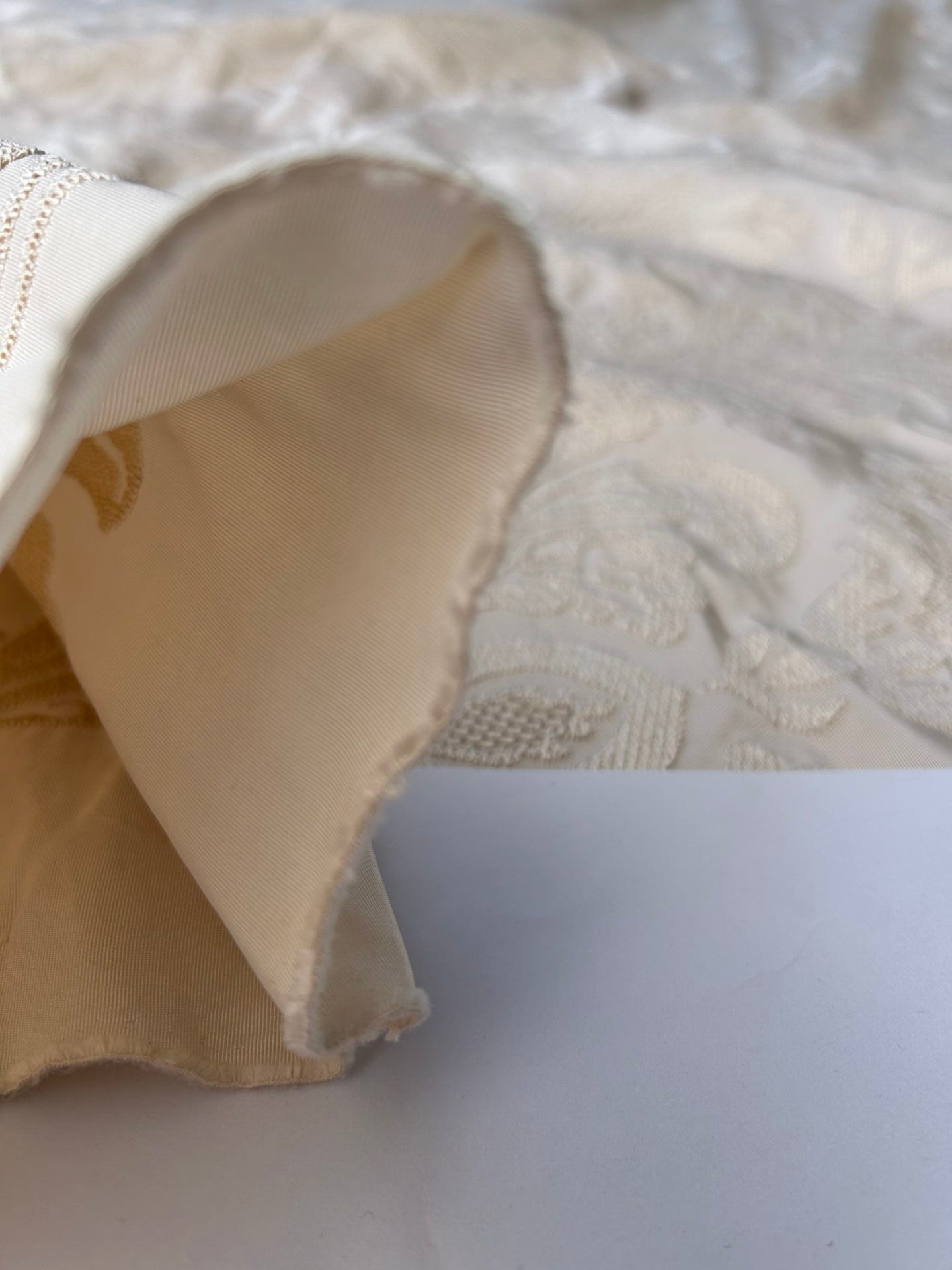 Lovelace Embroidery on Silk Faille Renaissance Damask Cameo Ivory White MSRP USD 413