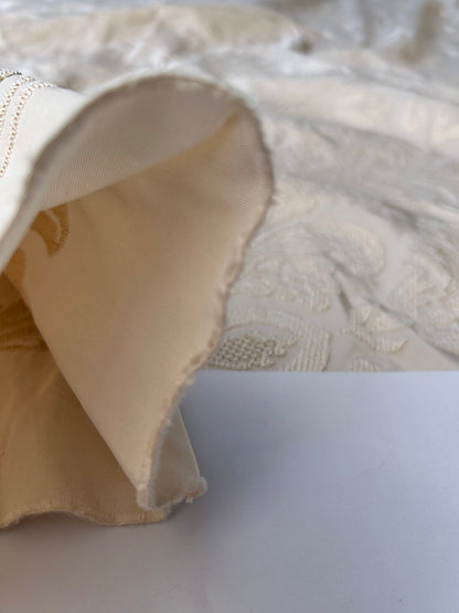 Lovelace Embroidery on Silk Faille Renaissance Damask Cameo Ivory White MSRP USD 413