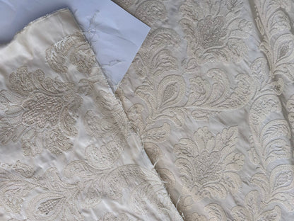 Lovelace Embroidery on Silk Faille Renaissance Damask Cameo Ivory White MSRP USD 413