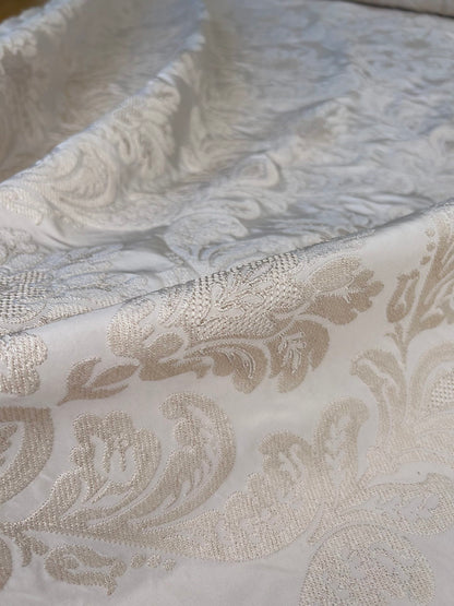 Lovelace Embroidery on Silk Faille Renaissance Damask Cameo Ivory White MSRP USD 413