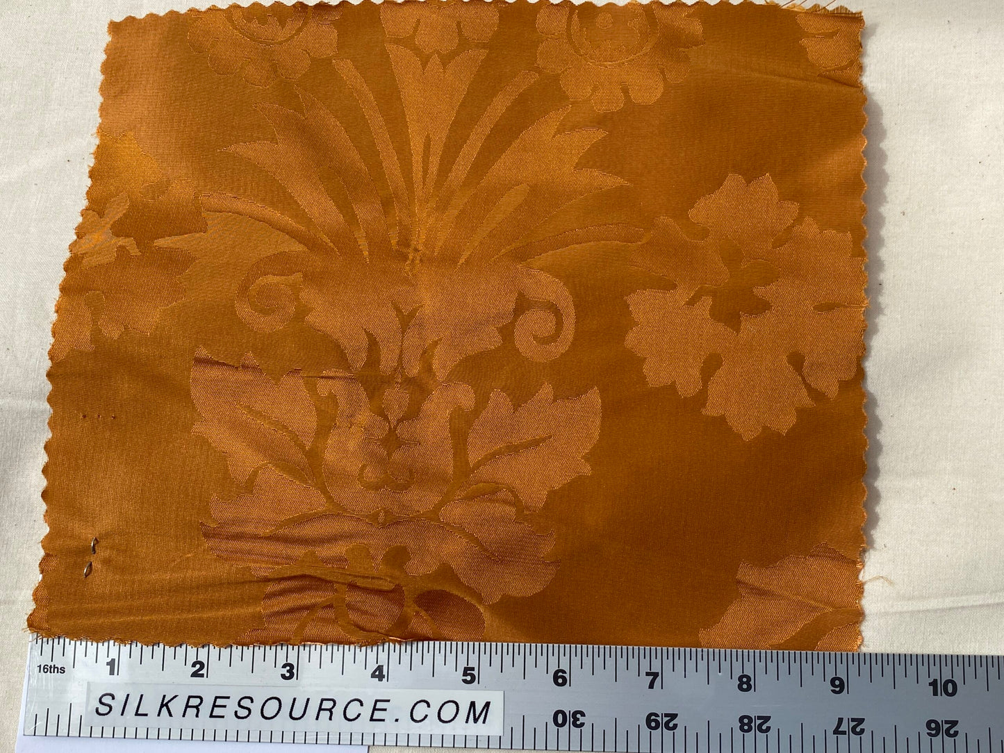 Simple Greek Damask 100% Silk Sunset Red Gold Rose