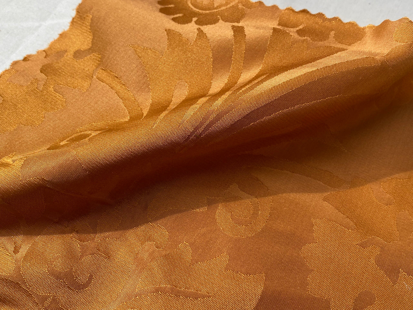 Simple Greek Damask 100% Silk Sunset Red Gold Rose