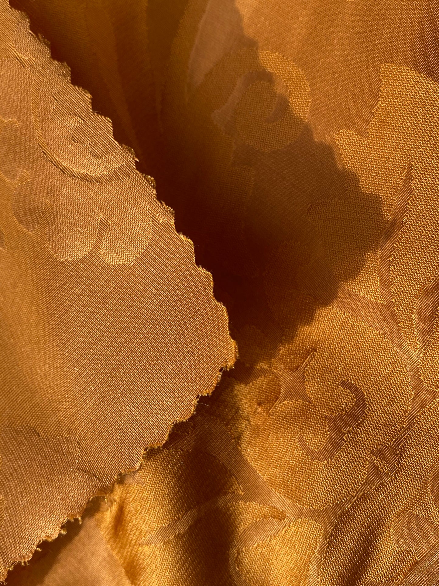 Simple Greek Damask 100% Silk Sunset Red Gold Rose