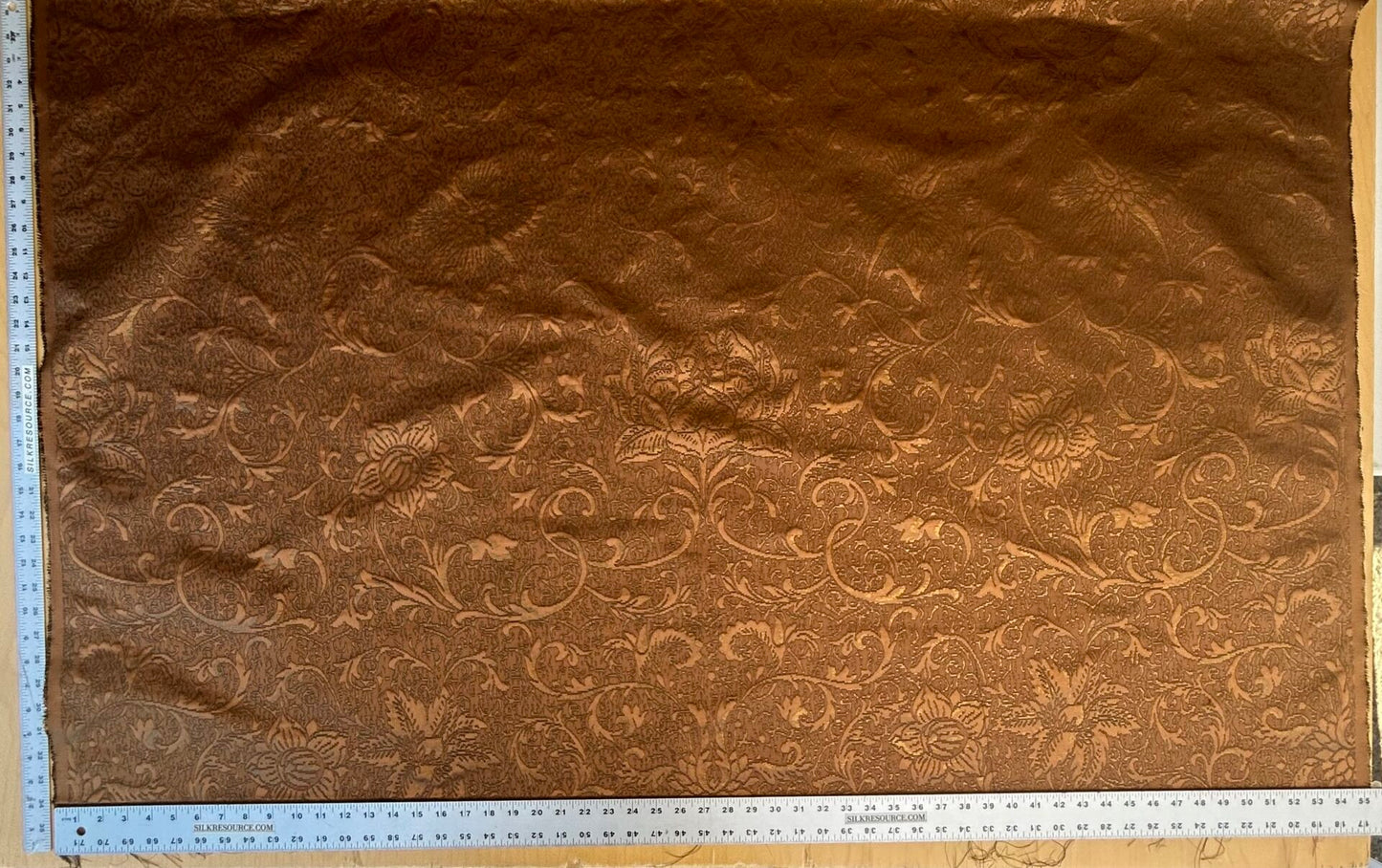 by yard Boboli Garden Silk Damask Italian Metallic Deep Copper Reddish Bronze MSRP USD 568/yard