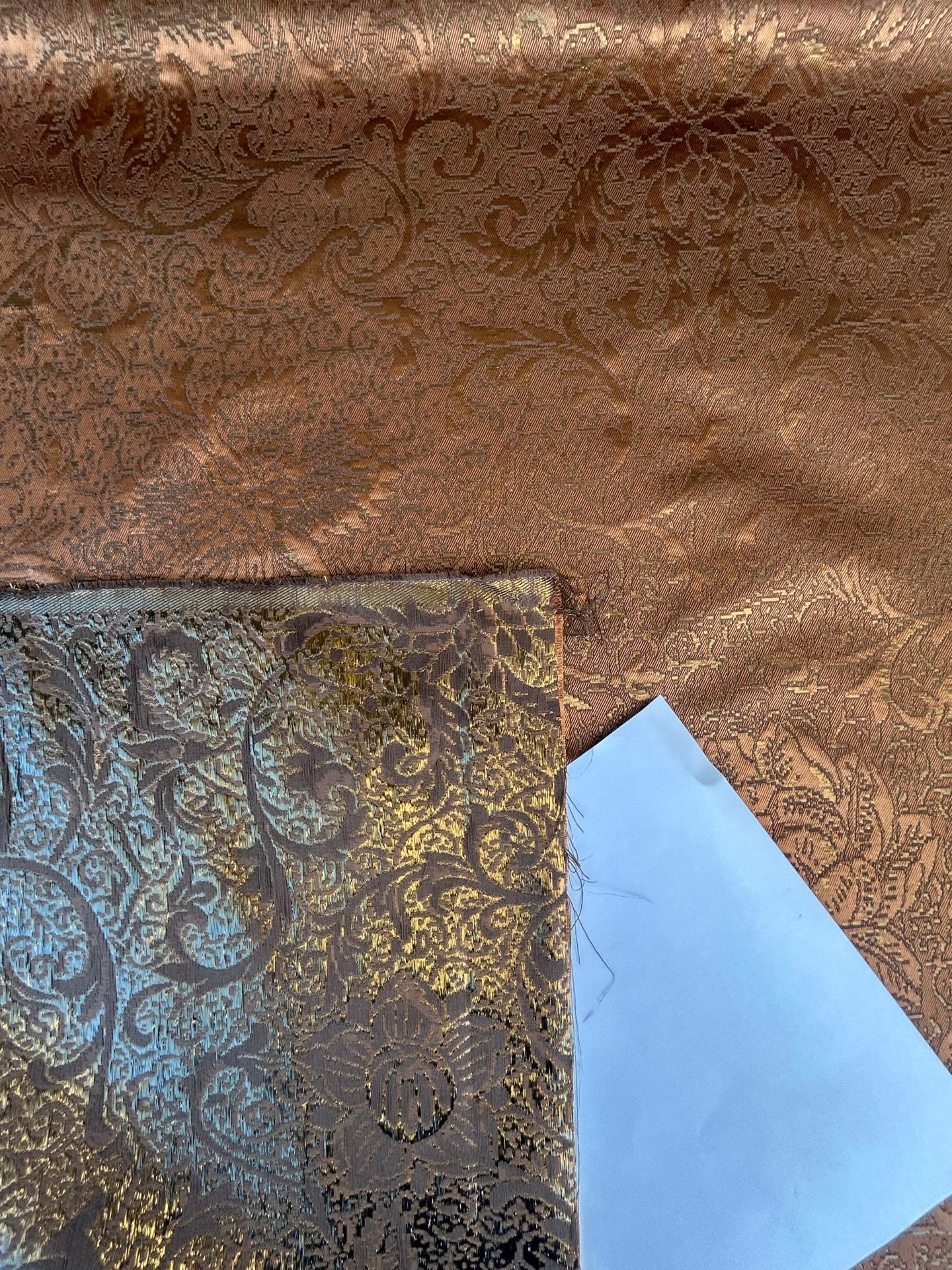 by yard Boboli Garden Silk Damask Italian Metallic Deep Copper Reddish Bronze MSRP USD 568/yard