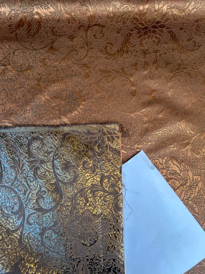 by yard Boboli Garden Silk Damask Italian Metallic Deep Copper Reddish Bronze MSRP USD 568/yard