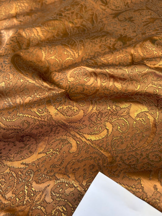 by yard Boboli Garden Silk Damask Italian Metallic Deep Copper Reddish Bronze MSRP USD 568/yard