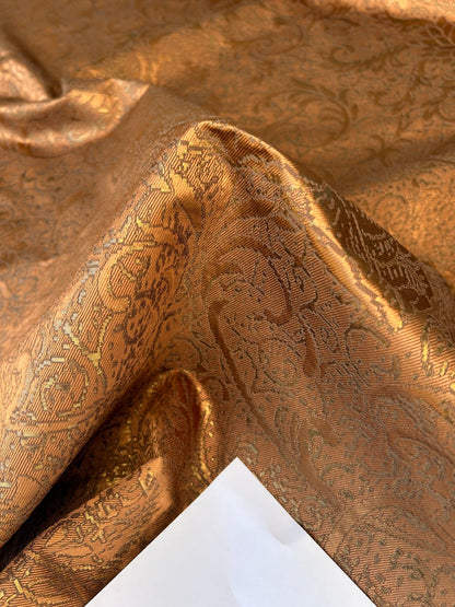 by yard Boboli Garden Silk Damask Italian Metallic Deep Copper Reddish Bronze MSRP USD 568/yard