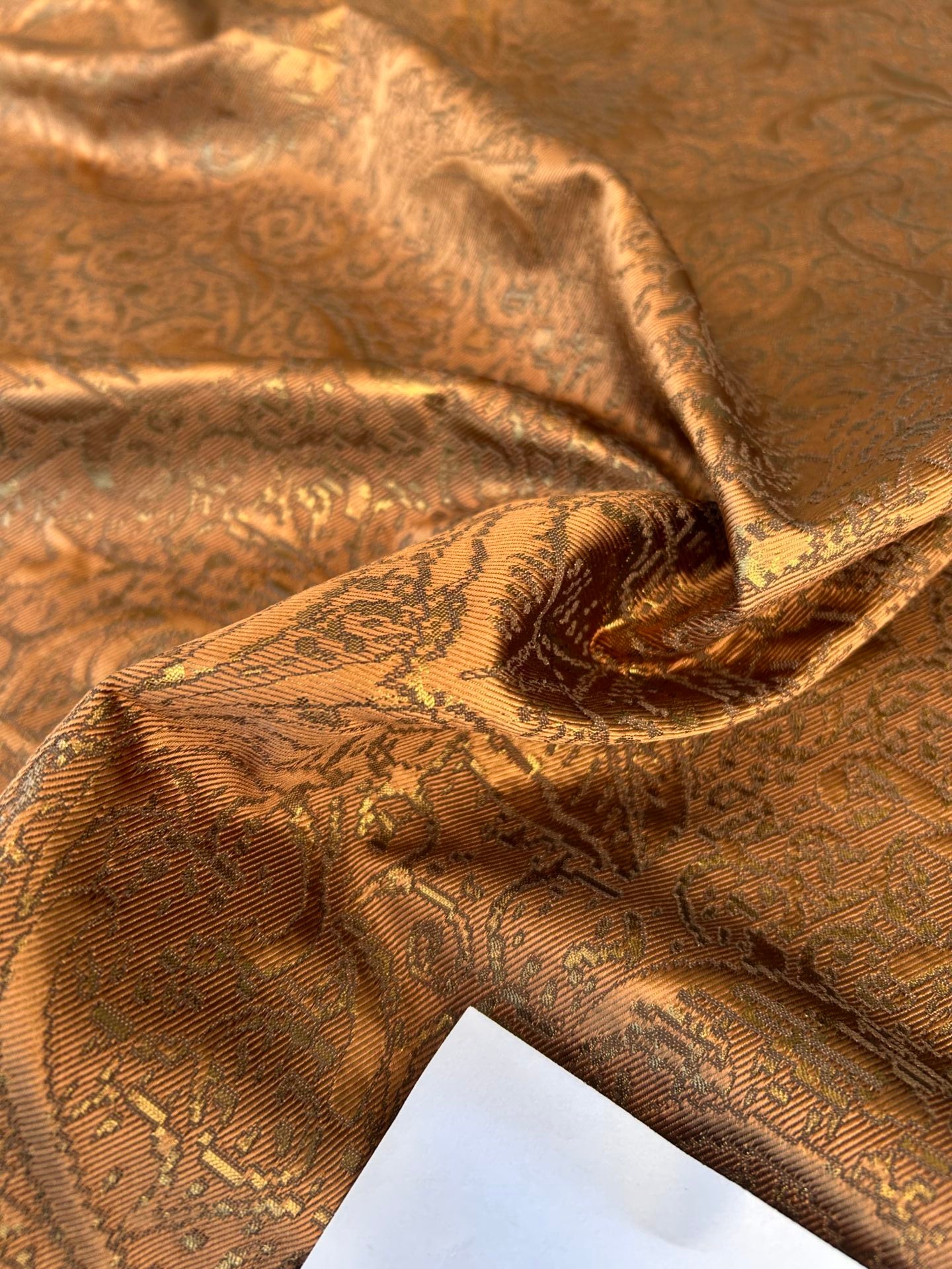 by yard Boboli Garden Silk Damask Italian Metallic Deep Copper Reddish Bronze MSRP USD 568/yard