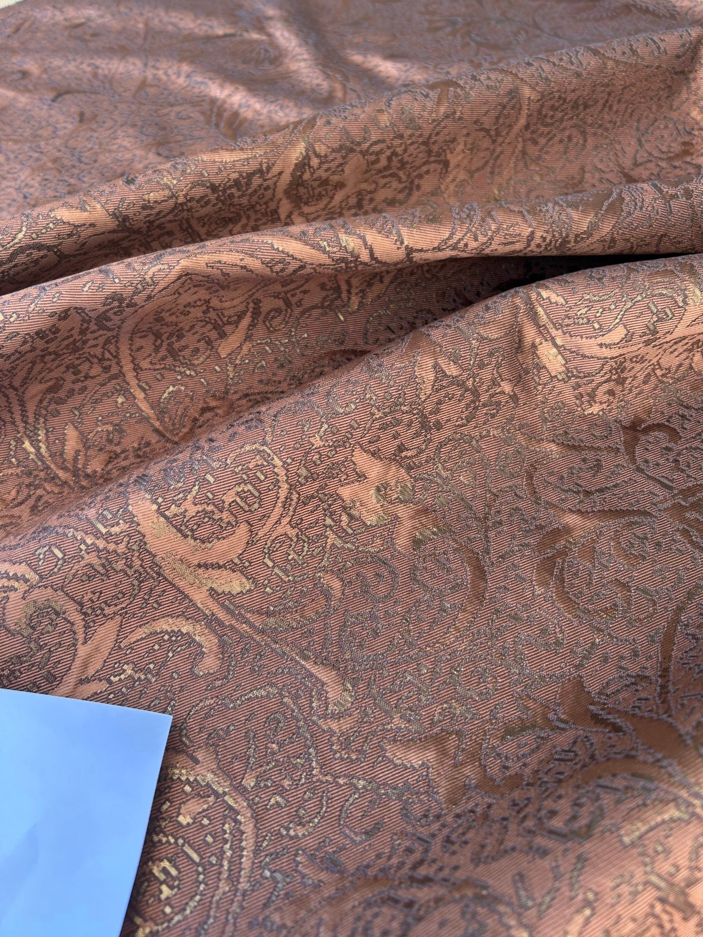 by yard Boboli Garden Silk Damask Italian Metallic Deep Copper Reddish Bronze MSRP USD 568/yard