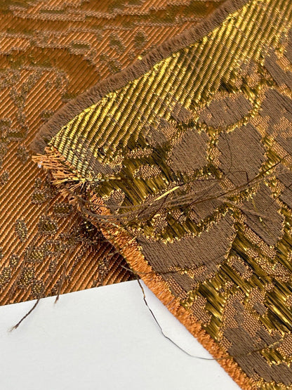 by yard Boboli Garden Silk Damask Italian Metallic Deep Copper Reddish Bronze MSRP USD 568/yard