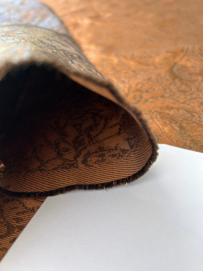 by yard Boboli Garden Silk Damask Italian Metallic Deep Copper Reddish Bronze MSRP USD 568/yard