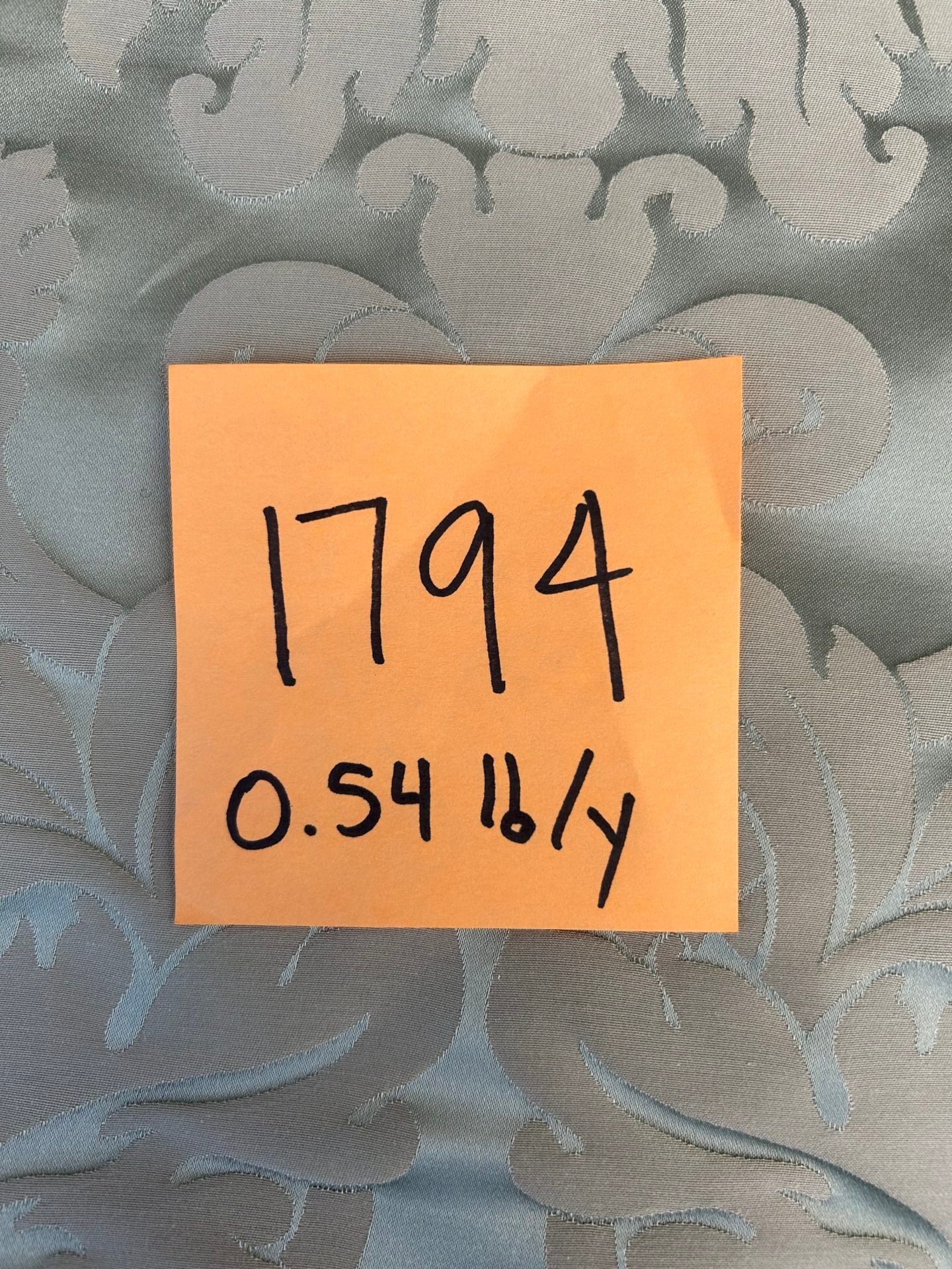 By yard Republica Silk Cotton Damask Renaissance Classy Ice Blue Green  MSRP USD 500+/yard