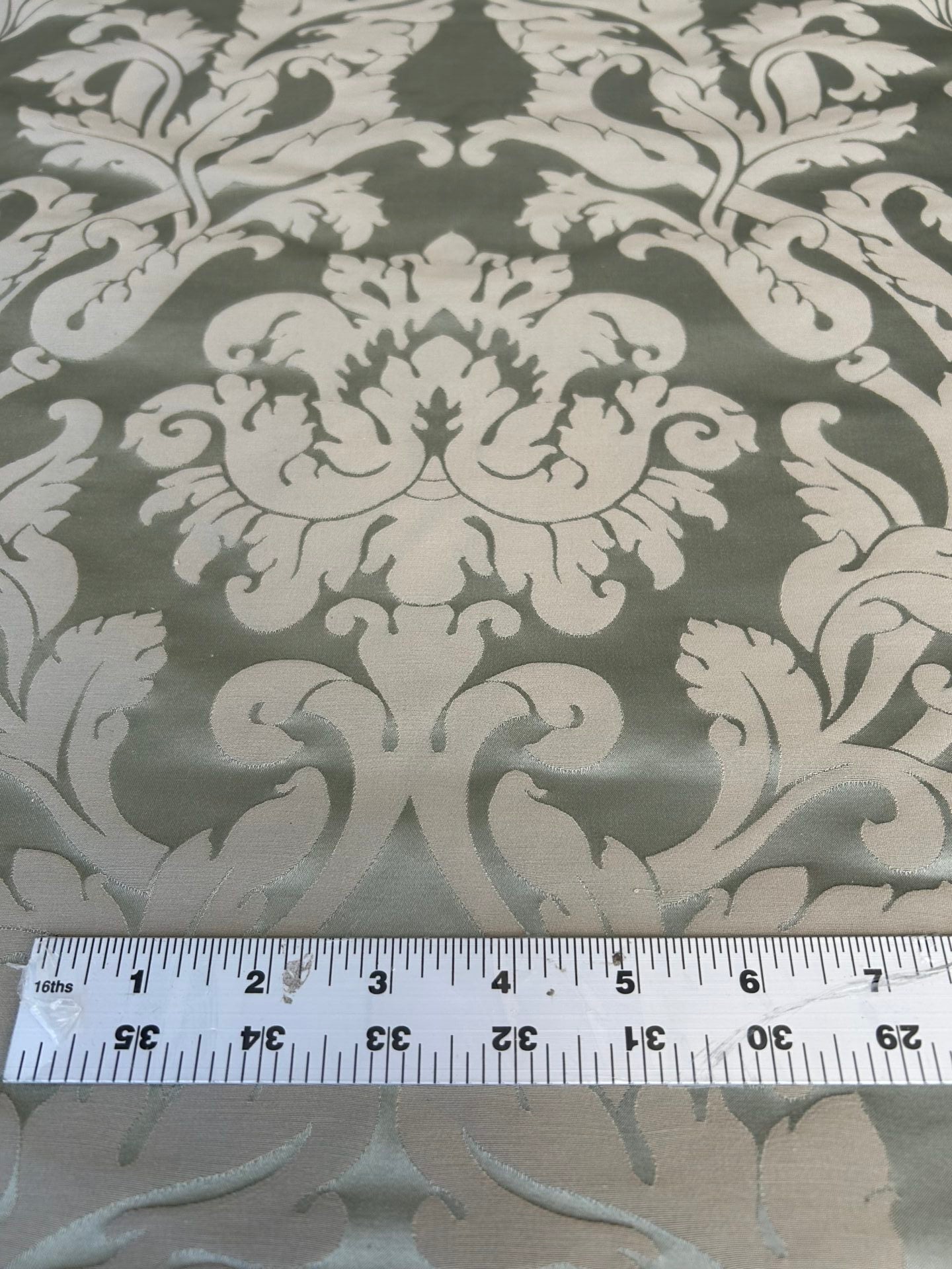 By yard Republica Silk Cotton Damask Renaissance Classy Ice Blue Green  MSRP USD 500+/yard