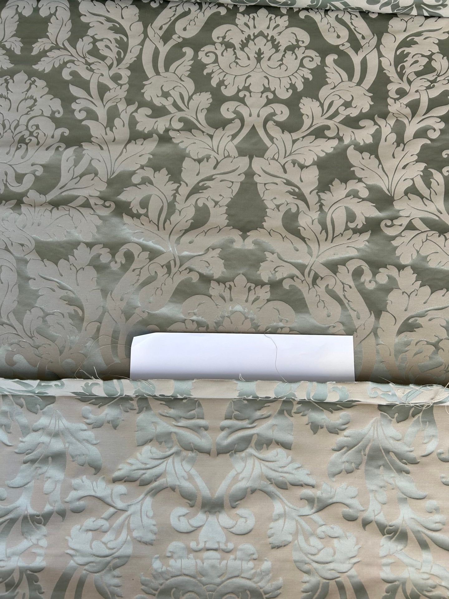 By yard Republica Silk Cotton Damask Renaissance Classy Ice Blue Green  MSRP USD 500+/yard