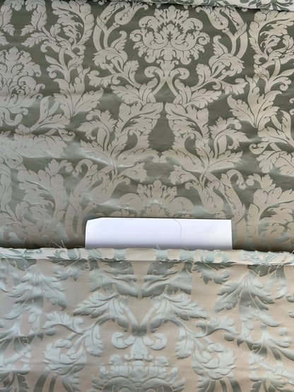 By yard Republica Silk Cotton Damask Renaissance Classy Ice Blue Green  MSRP USD 500+/yard