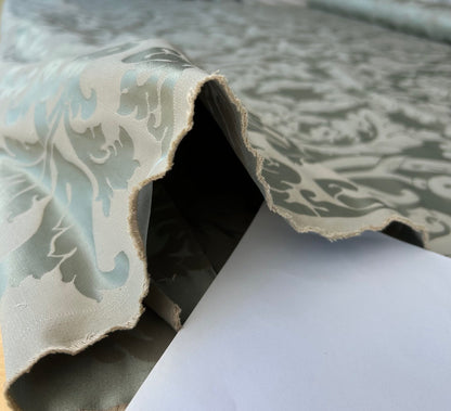 By yard Republica Silk Cotton Damask Renaissance Classy Ice Blue Green  MSRP USD 500+/yard
