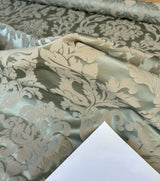 Highest Republica Silk Cotton Damask Renaissance Acanthus Artichoke Classy Ice Blue Green  MSRP USD 500+/yard - By The Yard