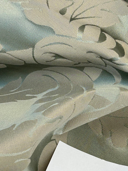 By yard Republica Silk Cotton Damask Renaissance Classy Ice Blue Green  MSRP USD 500+/yard
