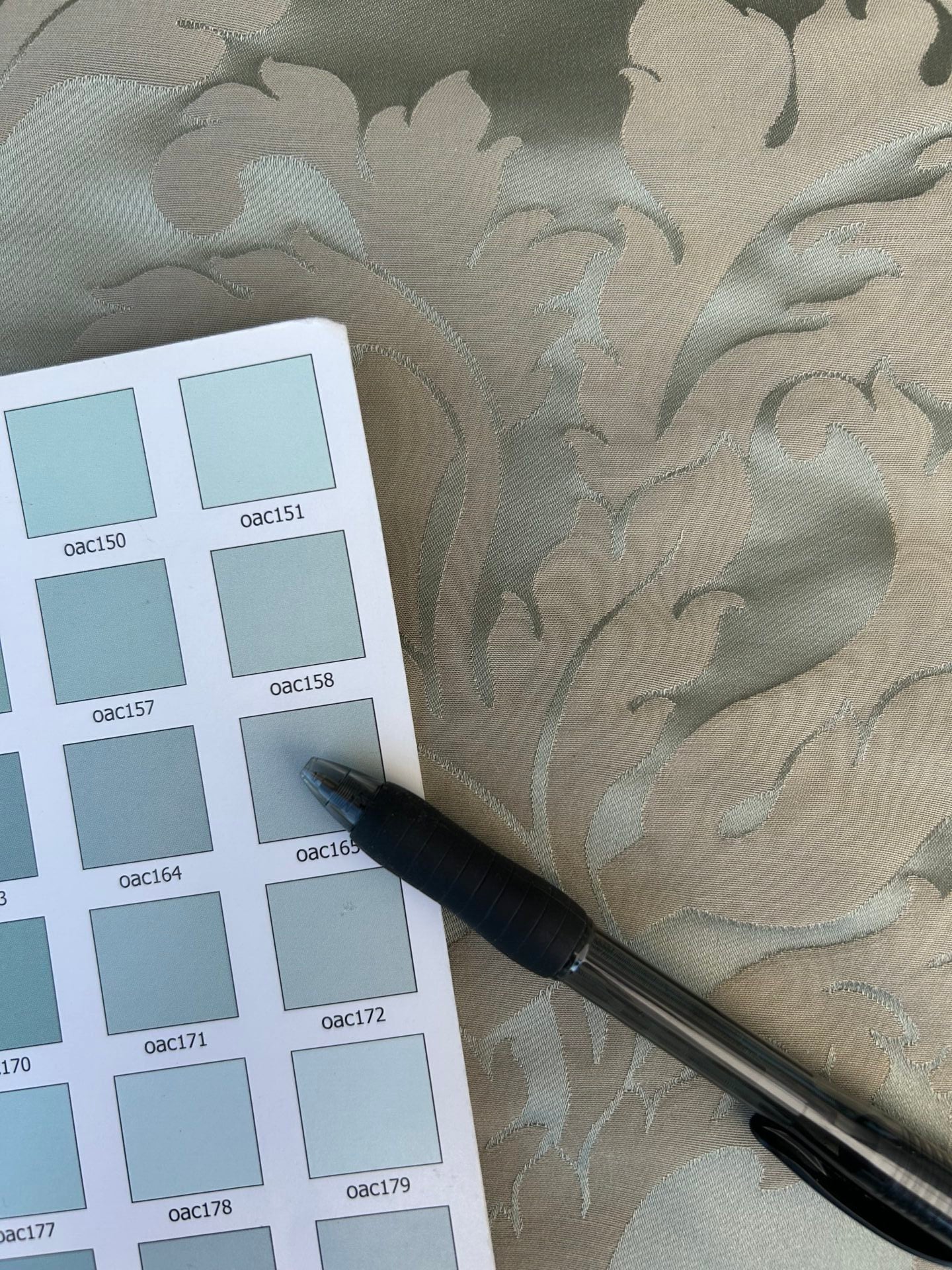 By yard Republica Silk Cotton Damask Renaissance Classy Ice Blue Green  MSRP USD 500+/yard