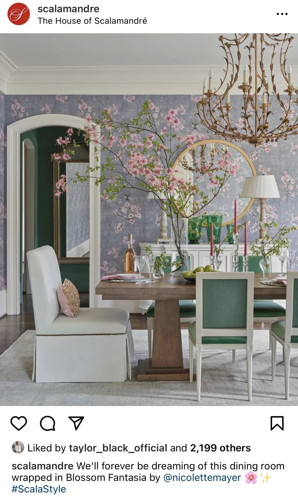 By Yd Scalamandre Knollwood Flower Tree Cherry Blossom Chinoiserie Blue Pewter Silk Print MSRP USD 320/Y