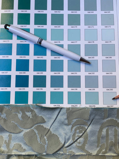 Scalamandre Gabriel Winter Mint Green Silk Damask Flower Basket MSRP USD 430/Y