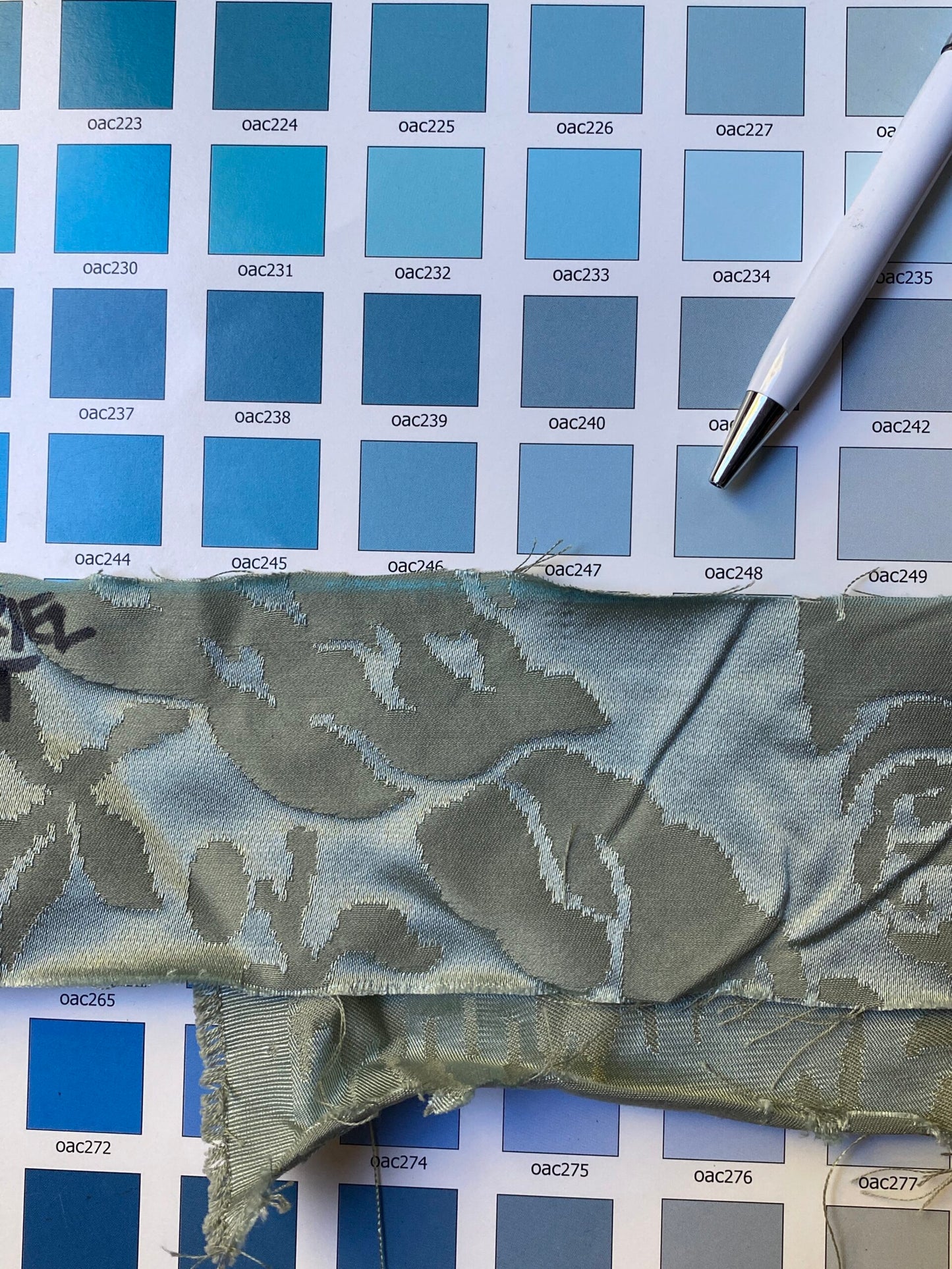 0.6Y Scalamandre Gabriel Winter Mint Green Silk Damask Flower Basket MSRP USD 430/Y