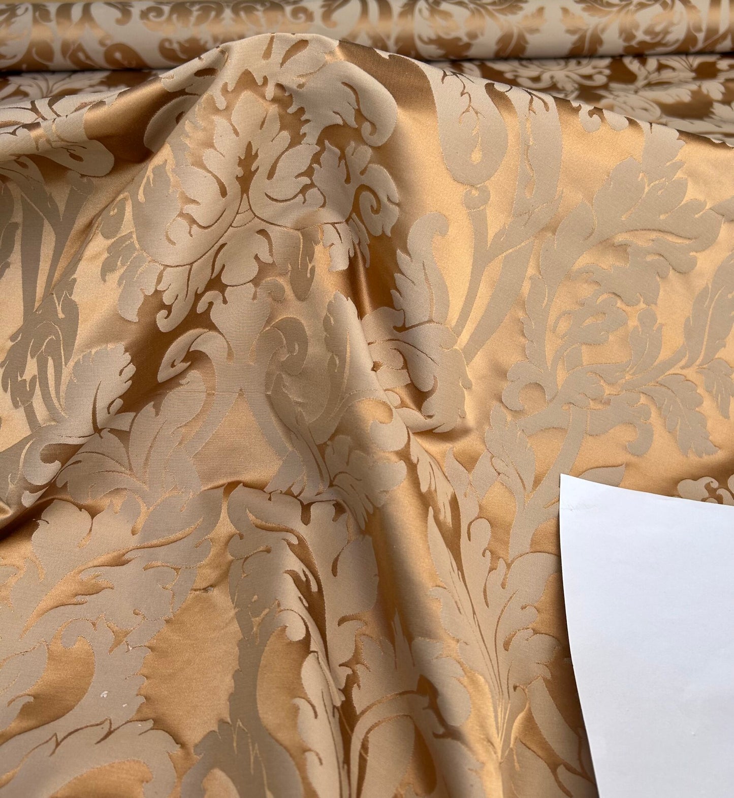 By yard Republica Silk Cotton Damask Renaissance Classy Pumpkin Spice Orange MSRP USD 500+/yard