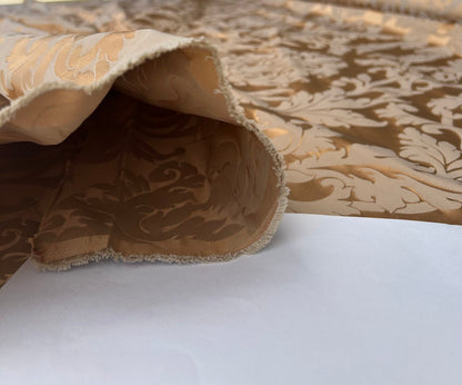 By yard Republica Silk Cotton Damask Renaissance Classy Pumpkin Spice Orange MSRP USD 500+/yard