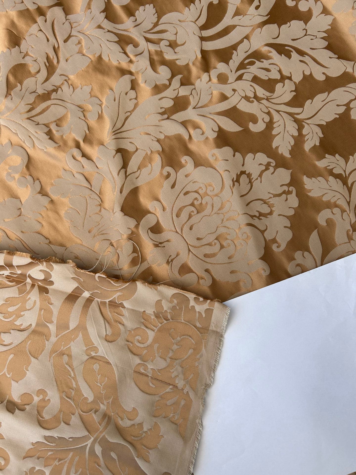 By yard Republica Silk Cotton Damask Renaissance Classy Pumpkin Spice Orange MSRP USD 500+/yard