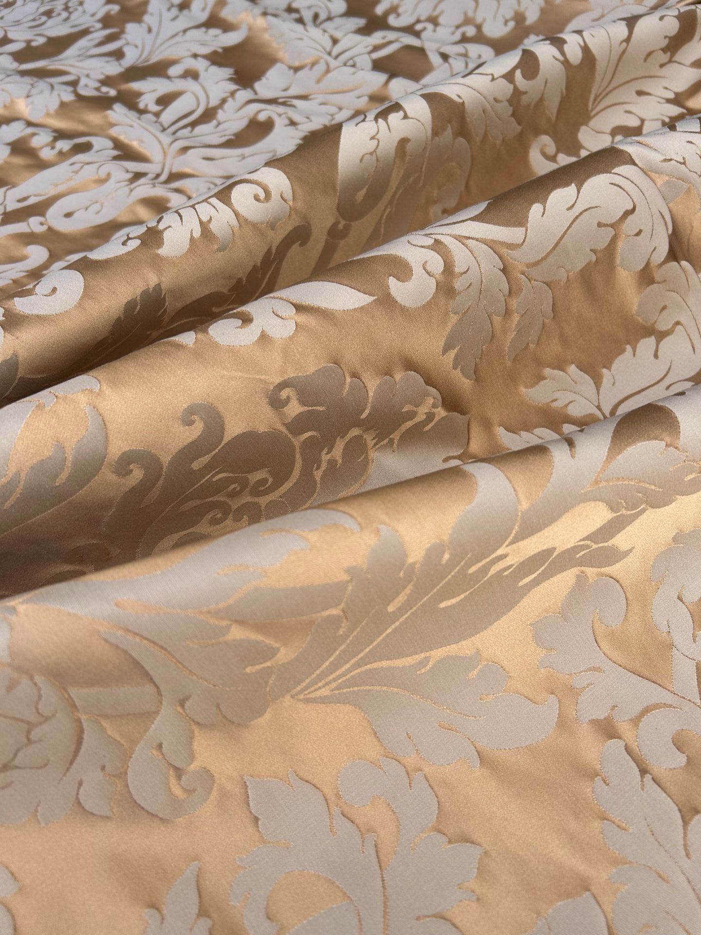 By yard Republica Silk Cotton Damask Renaissance Classy Pumpkin Spice Orange MSRP USD 500+/yard
