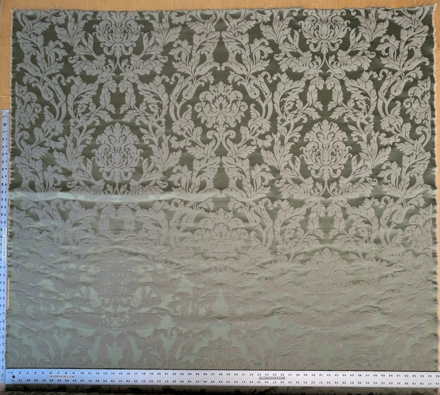 By yard Republica Silk Cotton Damask Renaissance Classy Ice Meadow Green  MSRP USD 500+/yard