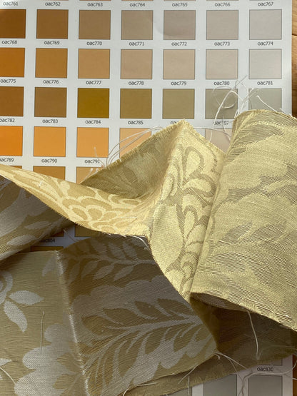 Scalamandre San Leucio Beige Gold Old World Weavers Silk Linen Renaissance Silk Damask MSRP USD 546/Y