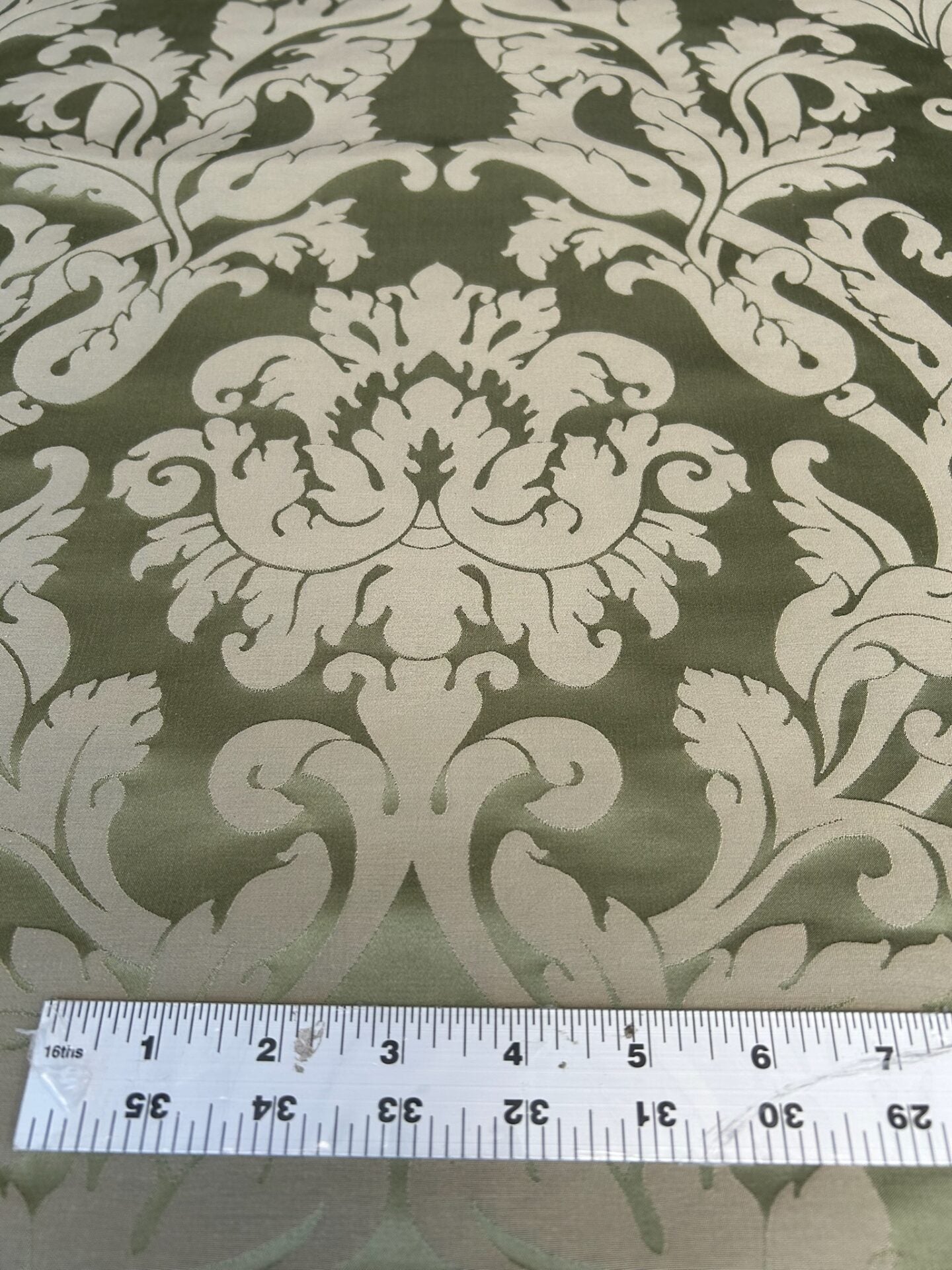 By yard Republica Silk Cotton Damask Renaissance Classy Ice Meadow Green  MSRP USD 500+/yard