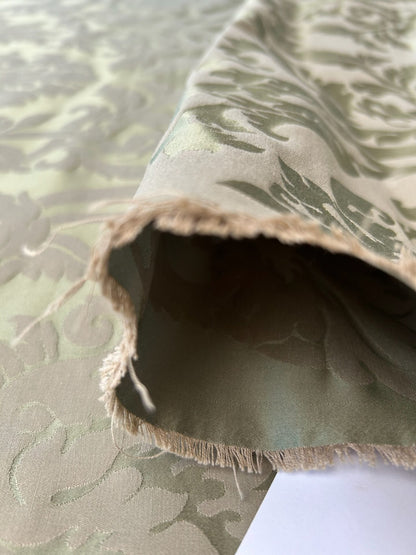 By yard Republica Silk Cotton Damask Renaissance Classy Ice Meadow Green  MSRP USD 500+/yard
