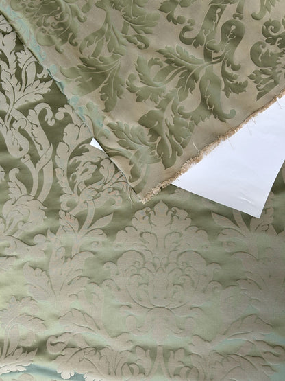 By yard Republica Silk Cotton Damask Renaissance Classy Ice Meadow Green  MSRP USD 500+/yard