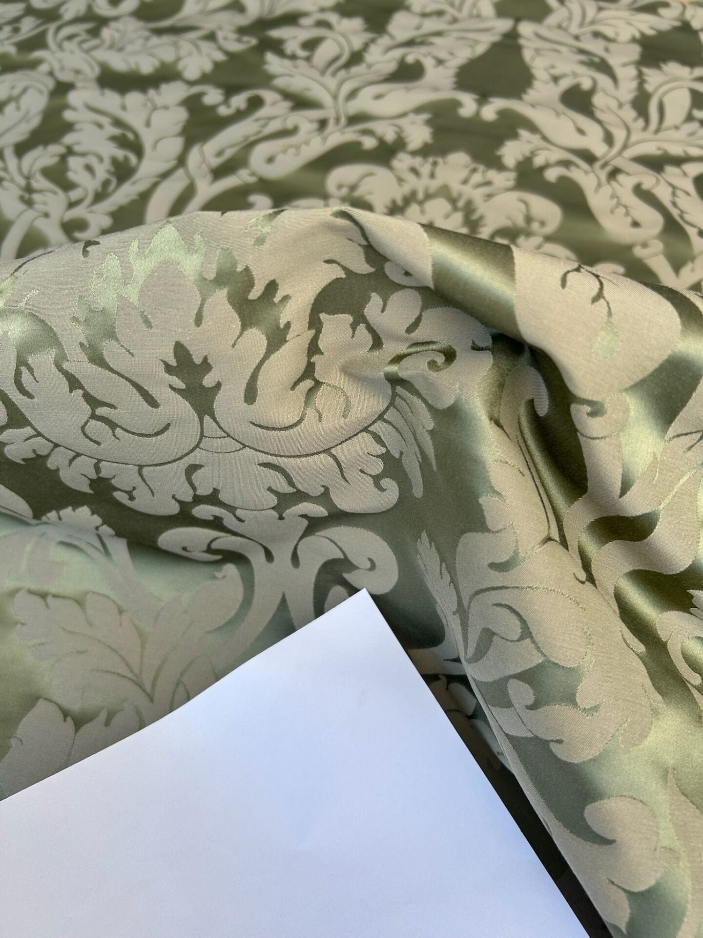 By yard Republica Silk Cotton Damask Renaissance Classy Ice Meadow Green  MSRP USD 500+/yard