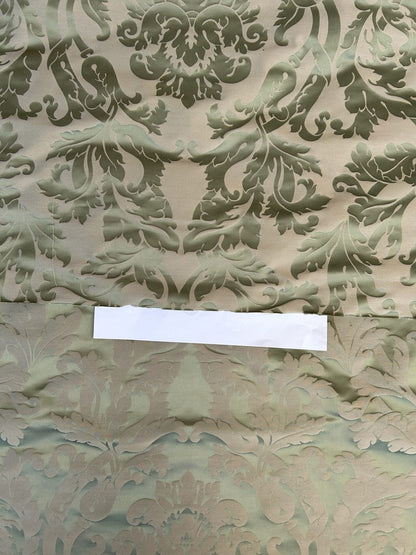 By yard Republica Silk Cotton Damask Renaissance Classy Ice Meadow Green  MSRP USD 500+/yard