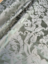 Highest Republica Silk Cotton Damask Renaissance Acanthus Artichoke Classy Ice Meadow Green  MSRP USD 500+/yard - By The Yard