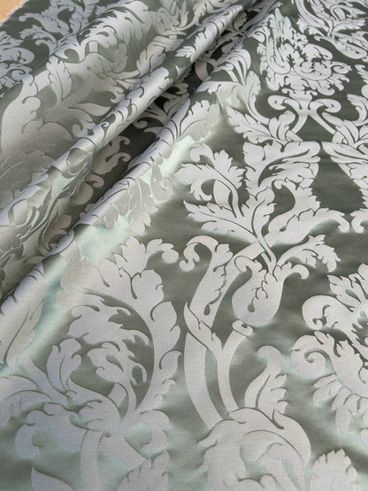 By yard Republica Silk Cotton Damask Renaissance Classy Ice Meadow Green  MSRP USD 500+/yard