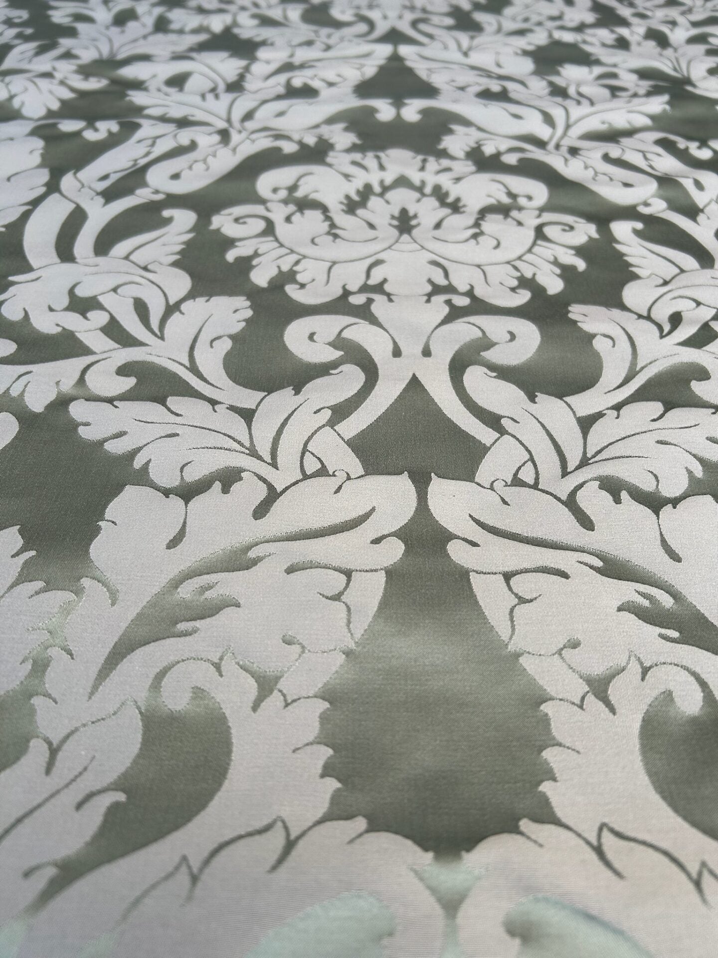 By yard Republica Silk Cotton Damask Renaissance Classy Ice Meadow Green  MSRP USD 500+/yard