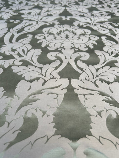 By yard Republica Silk Cotton Damask Renaissance Classy Ice Meadow Green  MSRP USD 500+/yard