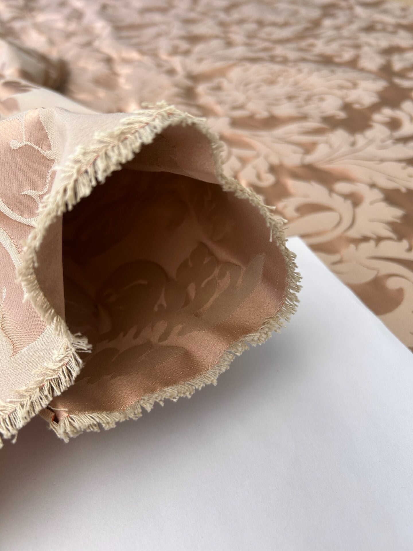 By yard Republica Silk Cotton Damask Renaissance Classy Pink Coral MSRP USD 500+/yard