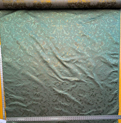 By yard Boboli Garden Silk Damask Italian Deep Teal Blue Green Gold Metallic MSRP USD 568/yard